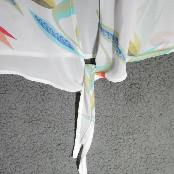 Banana Bay Fine Resort Wear Wrap Womens Size S White Floral Tie Front - Picture 6 of 13